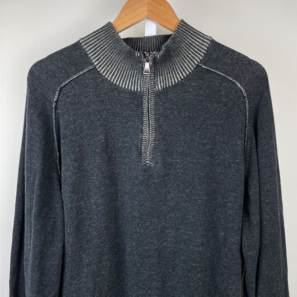 BKE Buckle 1/4 Zip Sweater Black Gray Pullover Athletic Fit Mens XL - Picture 2 of 6